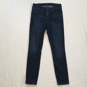 J Crew High Rise Skinny Jeans Dark Wash Button Fly Women Size 28